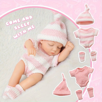 Twin Baby Doll Set 2 Pcs 7 Inch Simulated Reborn Newborn Dolls – Adorable Lifelike Mini Twin Dolls Both Included, Nurturing Role Play, Cute Birthday Christmas Holiday Gift for Kids Girls Ages 3+