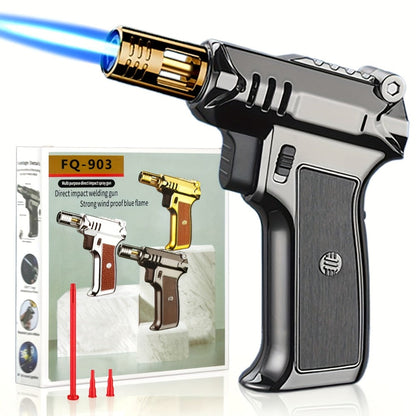 Kitchen Butane Torch Lighter with 6-Inch Flame – Refillable Windproof Blow Torch with Safety Lock, Flame Lock & Tank Adapters, Adjustable Jet Flame for Cooking, Creme Brulee & BBQ (Butane Not Included)