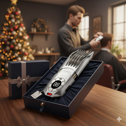 Professional Electric Hair Clipper Set for Men — 5-Speed LED Display Rechargeable Beard Trimmer & Hair Carving Kit, Cordless Home Barber Grooming Set, Father's Day Gift for Men