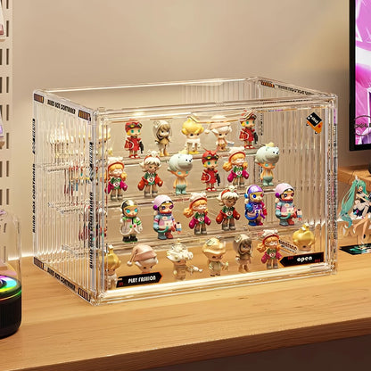4-Tier Acrylic Figure Display Case with Magnetic Design – Clear Collector Showcase Box for Action Figures Dolls Funko Pop Anime Desktop Organizer