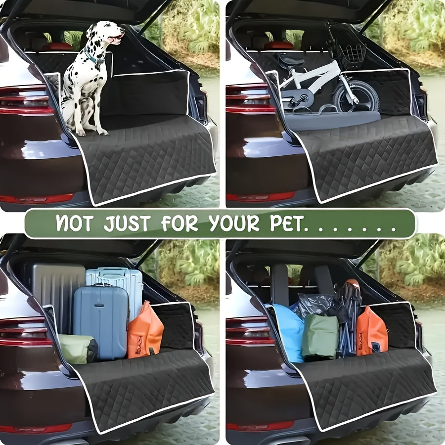 SUV Cargo Liner for Dogs, Pet Cargo Cover Dog Seat Mat for SUVs Sedans Vans with Bumper Flap Protector, Non-Slip, Large Size  Fit, Black