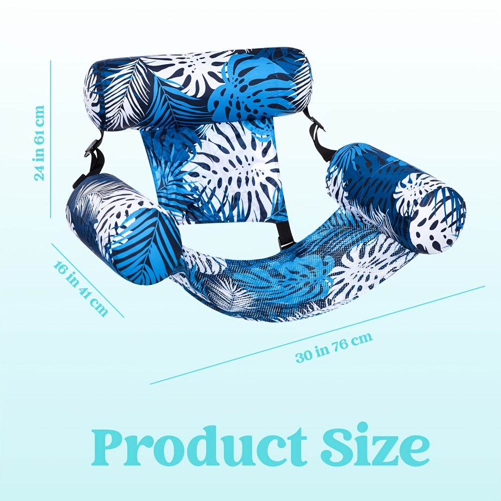 Inflatable Pool Float Chair for Adults – Leaf Design Floating Lounger with Mesh Sling Seat & Soft Fabric Cover, 1 or 2 Pack, Pool Beach Lake Summer Water Toy