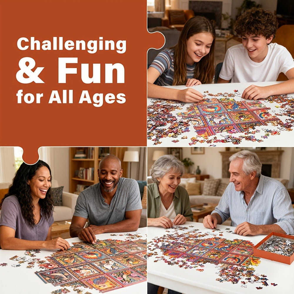 1000 Piece Bird Puzzle for Adults Bird Crochet Design – Challenging Animal Jigsaw with Letters on Back, Family Game Night Home Decoration Wall Art, Birthday Christmas Gift for Bird Lovers Men & Women
