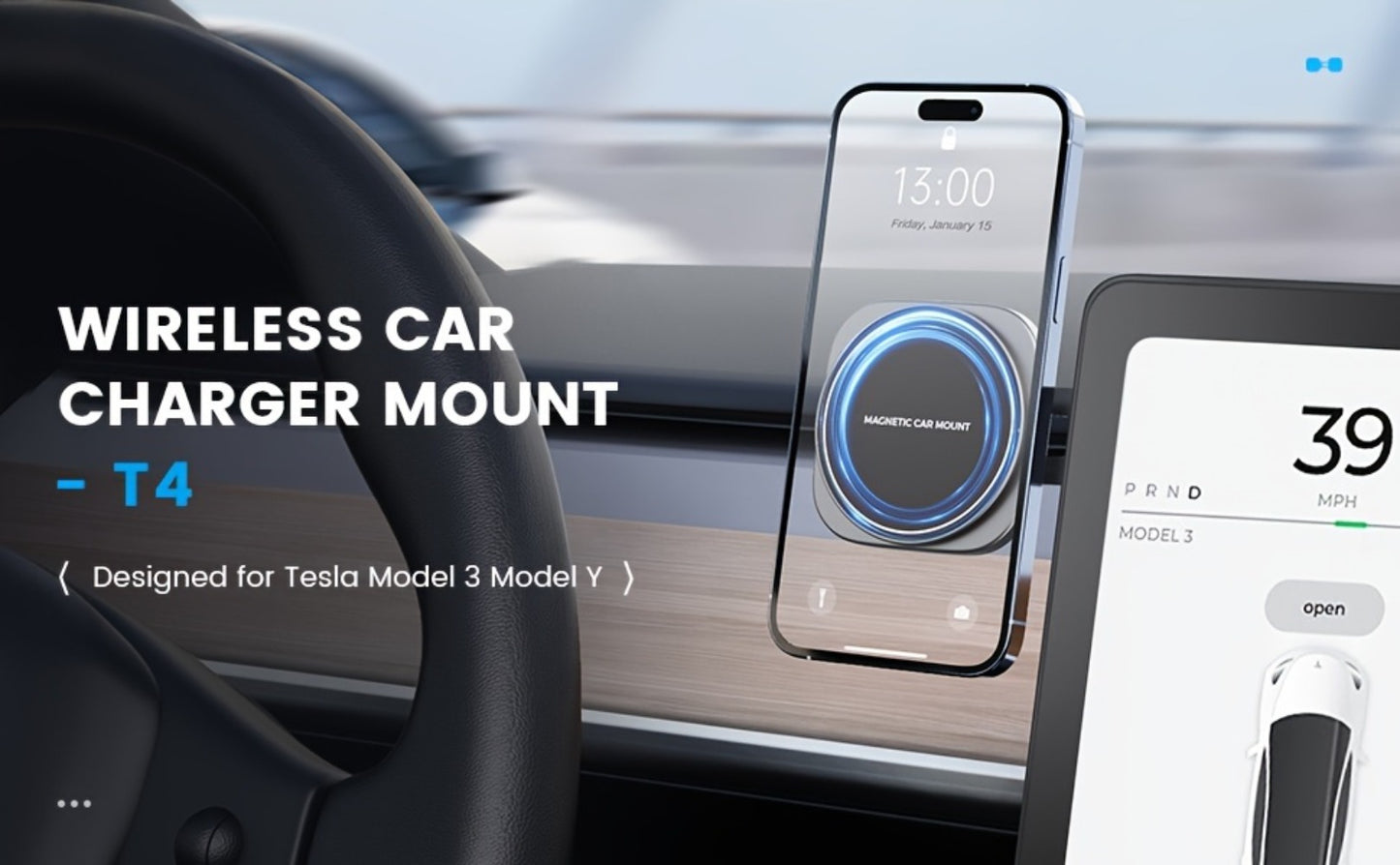 Tesla Magnetic Car Phone Holder T4 Upgraded Model – Strong Magnet Dashboard Mount Compatible with Tesla Model 3 Model Y Model S Model X