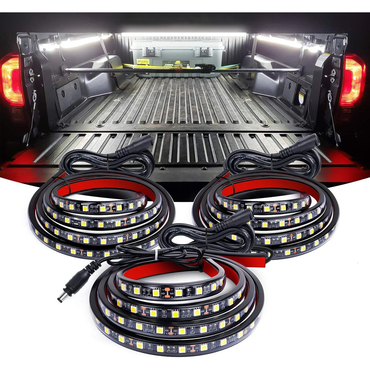 3pcs 60 Inch Bed Light Strip LED with Switch DRL Daytime Driving Light for Cargo Pickup Truck SUV RV
