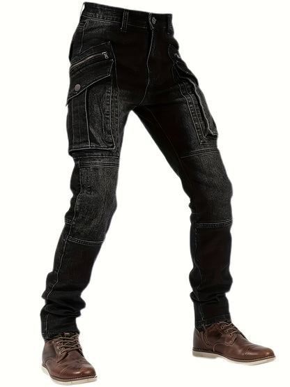 Men's Straight Leg Jeans - Vintage Wash Clean Finish Streetwear