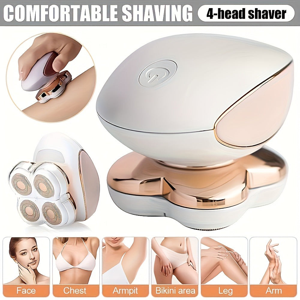 Electric Shaver for Women 4-in-1 – 360° Rotary USB Wet & Dry Full Body Hair Removal for Face, Bikini Line, Legs, Arms & Underarms, Portable Trimmer & Clipper Attachments Included