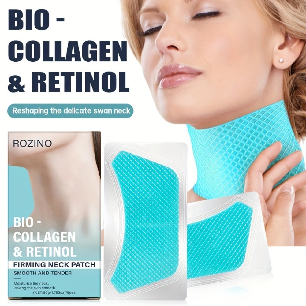 Neck Mask Patch 5pcs Firming & Lifting — Bio Collagen, Bee Venom & 4-in-1 Retinol Gel Patch, Reduces Wrinkles & Sagging, Brightening Anti-Aging Neck Skin Care for Women
