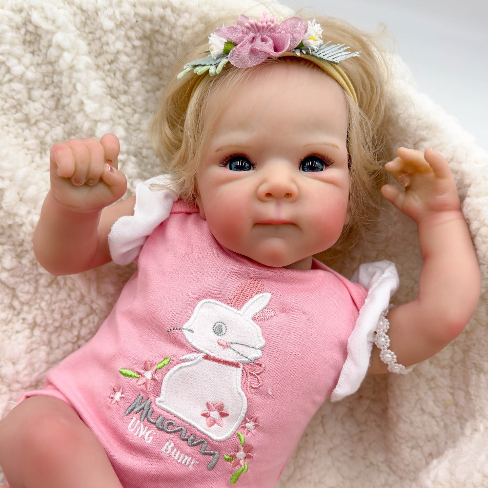 Reborn Baby Doll 16 Inch Handcrafted Newborn with Hand-Applied Eyelashes Rooted Hair Soft Cloth Body & Poseable Limbs – Includes Outfit Pacifier Diaper & Birth Certificate, Lifelike Girl Toy Gift Ages 3+ 42cm
