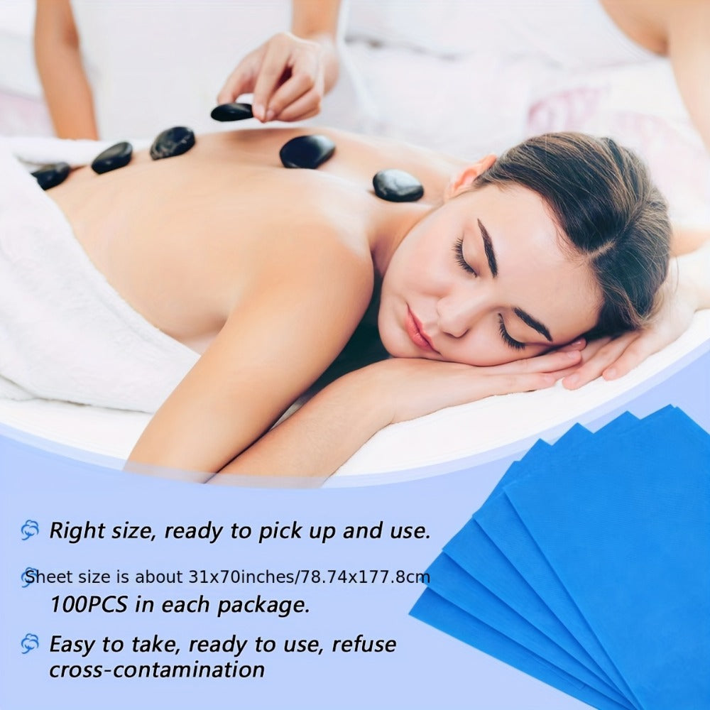 Disposable Massage Table Sheets 100-Pack Non-Woven Spa Bed Cover – Stain-Resistant Single-Use Table Liner for Massage Therapists, Estheticians, Tattoo Artists & Salons, White or Pink