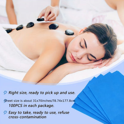 Disposable Massage Table Sheets 100-Pack Non-Woven Spa Bed Cover – Stain-Resistant Single-Use Table Liner for Massage Therapists, Estheticians, Tattoo Artists & Salons, White or Pink