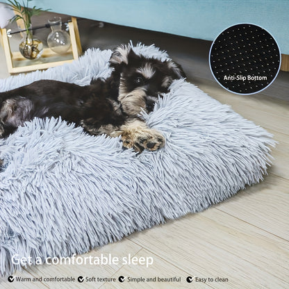Oversized Plush-Lined Dog Bed & Cat Pad – Thick Warm Washable Polyester Pet Bedding for All Breeds | S, M, L, XL