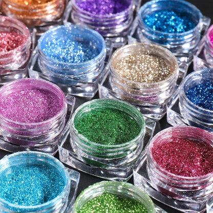 Chrome Holographic Nail Powder Set 36 Colors – Mirror Chrome Glitter Pigment Dust Kit for Gel Nails Acrylic Manicure DIY Nail Art Decoration