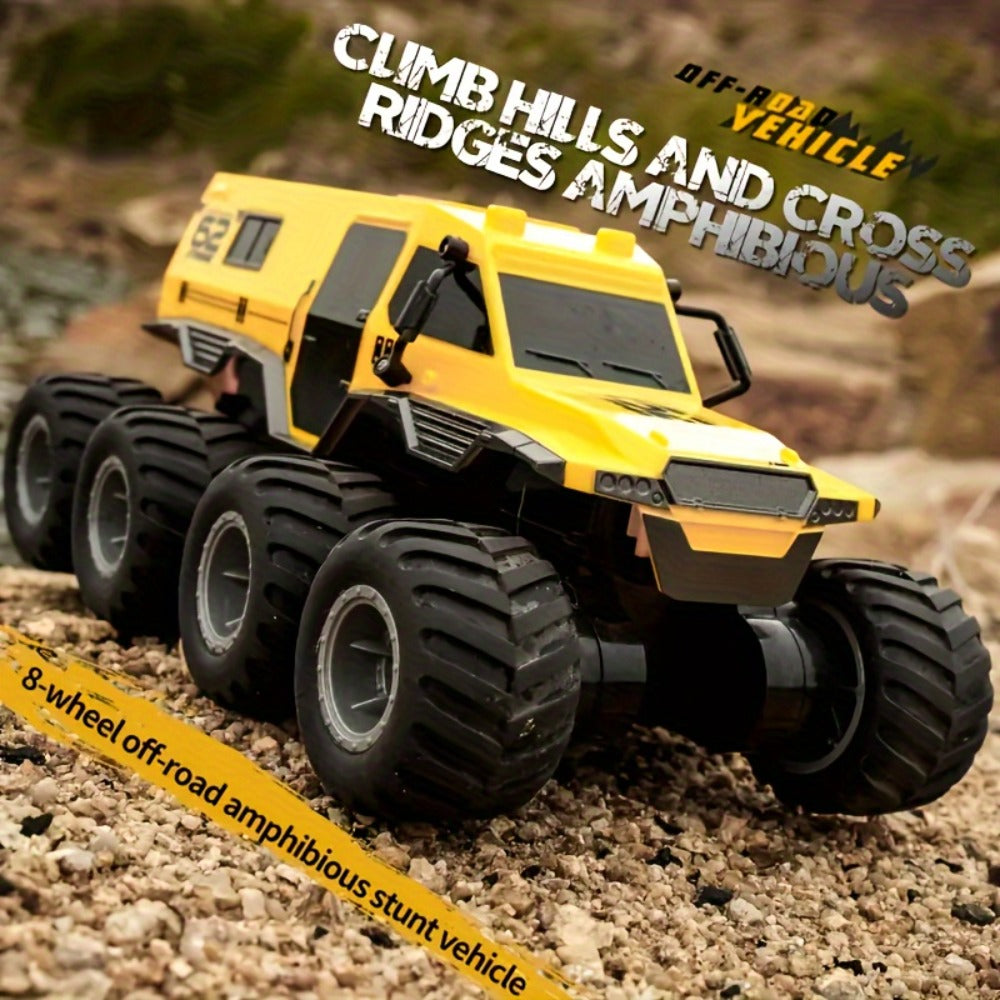 Amphibious RC Truck 8-Wheel Drive 4-Motor Off-Road Climbing Remote Control Armored Vehicle, Oversized All-Terrain Land & Water Military Truck Toy – Epic Gift for Kids & Adults Boys Girls