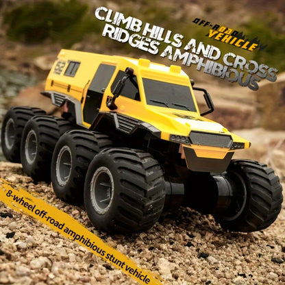 Amphibious RC Truck 8-Wheel Drive 4-Motor Off-Road Climbing Remote Control Armored Vehicle, Oversized All-Terrain Land & Water Military Truck Toy – Epic Gift for Kids & Adults Boys Girls