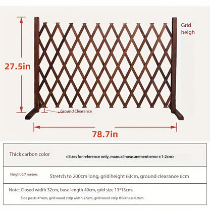 Dog Gate Folding Wooden - Thickened Natural Wood Grain Pet Barrier for Stairs Doorway & Home Entrance, Expandable Mesh Fence for Dogs & Puppies, 27.56 & 35.43 Inch Height Options in Carbonized & White