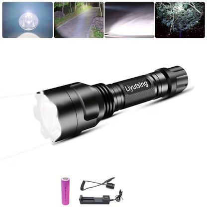 Night Hunting Flashlight with Remote Control Switch – 350 Yards High Power Green Red White Light, 18650 Rechargeable, Multiple Mounts for Hunting, Fishing, Camping & Beekeeping, Best Gift for Men