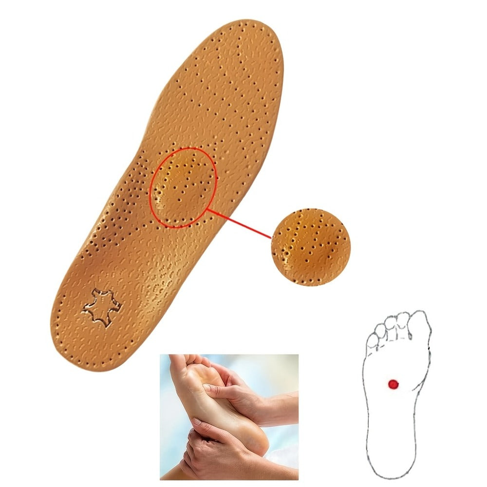 Leather Arch Support Insoles for Men & Women – Cushioned Latex Orthotic Shoe Inserts with Nylon Support for All-Day Comfort and Pain Relief