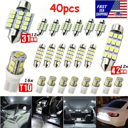 Upgrade Your Car Lighting! 40pcs LED Set with Width Indicators, Reading And Roof Lights