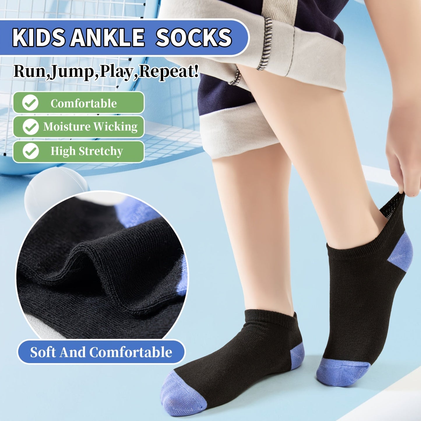 Kids' Athletic Ankle Socks - 20-Pair Pack