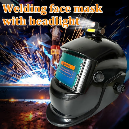Auto-Darkening Welding Helmet Solar Powered True Color Large View Screen Head-Mounted Welding Mask for MIG TIG ARC Grinding Welder Protection