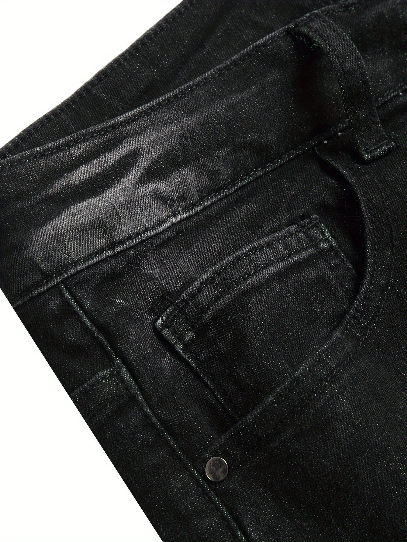 Women's Mid-Rise Jeans - Black Distressed Stretch
