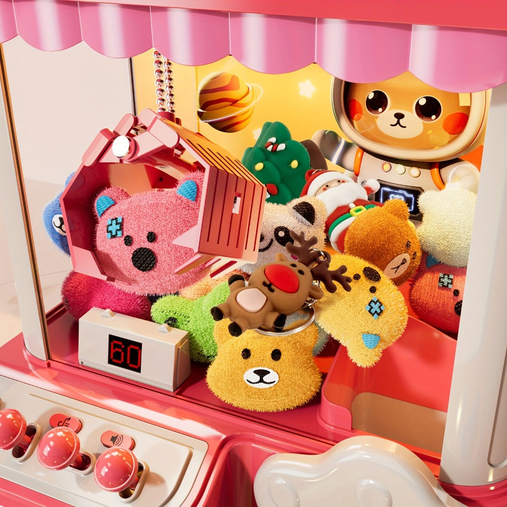 Mini Claw Machine for Kids with Lights Music Pink – Large 16.9" Arcade Claw Toy with 20 Coins 16 Plush Dolls USB Cable, Fun Birthday Christmas Gift for Girls Boys Ages 3 6 8 10+