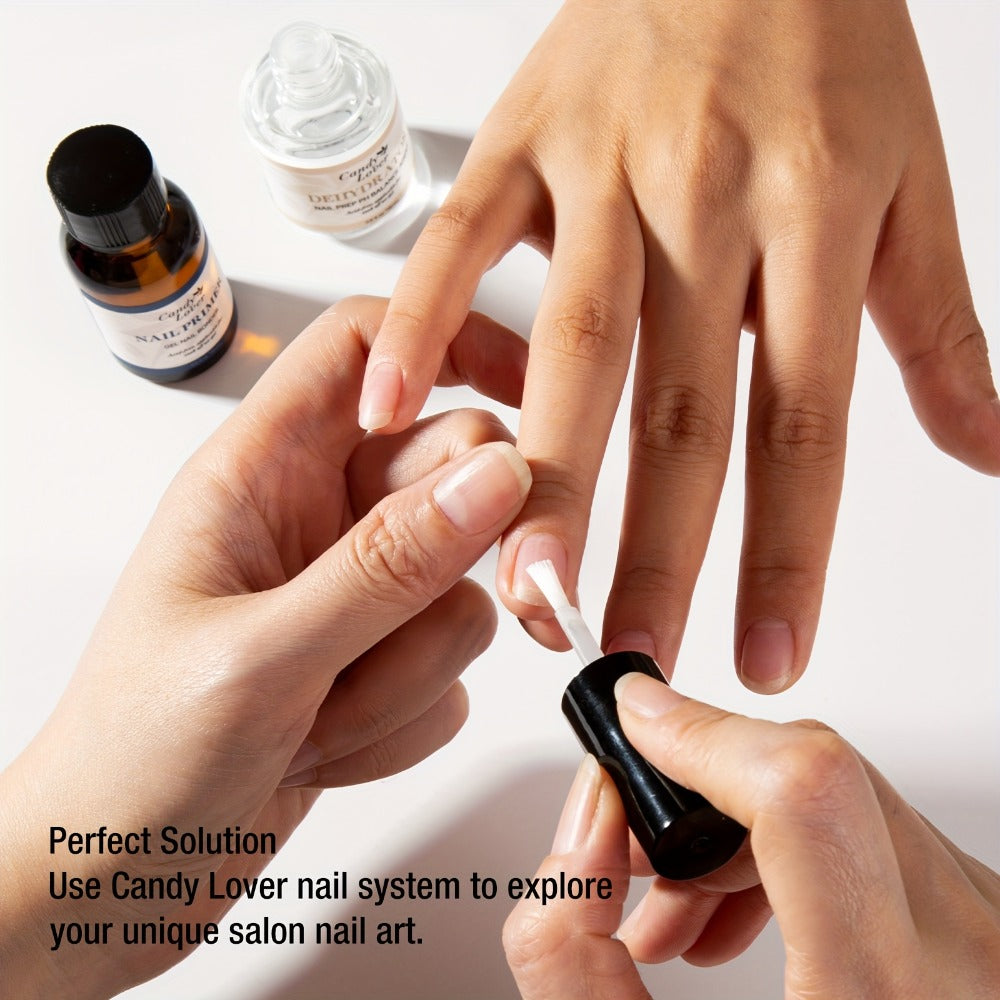 Gel Nail Dehydrator & Primer Kit 4-Piece - Nail Prep Dehydrator, Bonding Primer, Gel Base Coat & Top Coat for Long-Lasting Chip-Free Gel Nails, Home DIY & Salon Use