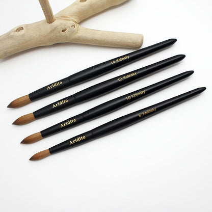 Kolinsky Nail Brush Round Head for Acrylic Extensions – Professional Black Wooden Handle Nail Art Brush with Genuine Kolinsky Hair Bristles, Sizes #8 #10 #12 #14 #16 #18 for Salon & Home Manicure Women