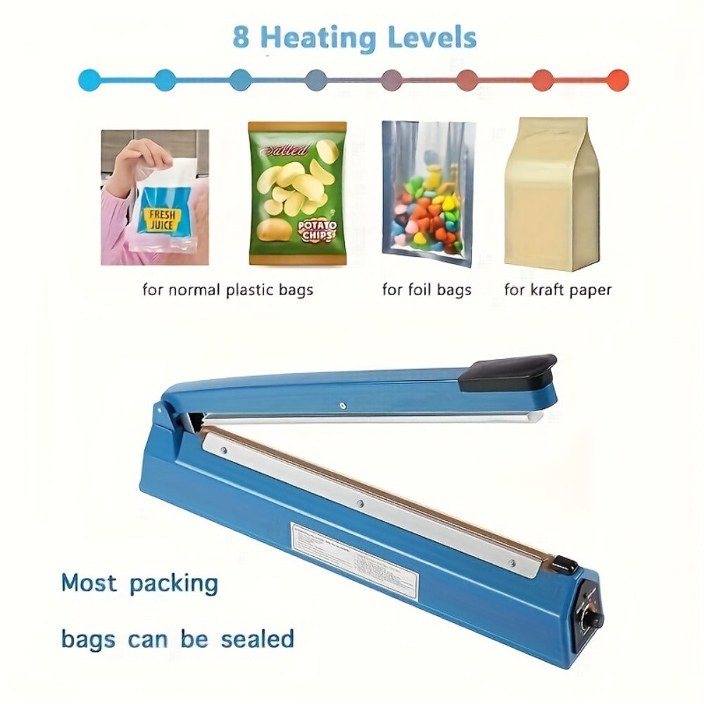 Impulse Heat Sealer 8" & 12" | Adjustable Temperature Poly Bag Sealing Machine for Plastic, Mylar, PE & PP Bags – Portable Manual Heat Sealer for Home, Restaurant, Retail & Food Storage
