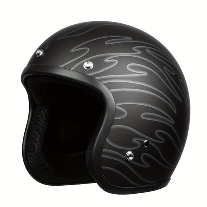 3/4 Open Face Motorcycle Helmet – Wide Field of Vision, Lightweight Shell, Multiple Graphic Styles, Easy-Clean Design, Adult S/M/L/XL