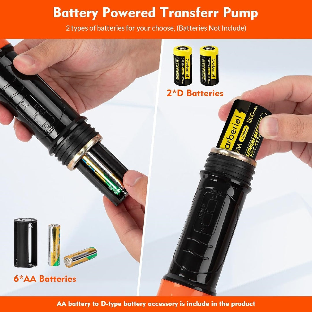 Portable Transfer Pump Battery Operated Electric Siphon Pump for Gas, Fuel, Diesel Transfer 2.6 GPM Flow Oil Extractor -Easy to Use Hand Fuel Pump, Multi-Use Siphon Fuel Transfer Pump