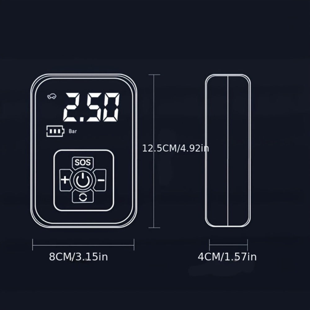 Portable Tire Inflator Air Compressor 150PSI 100W Cordless 4000mAh Digital Display 5 Modes USB-C Fast Charge for Car Motorcycle Bicycle Ball Auto Shut-Off Yellow Blue Black Silver