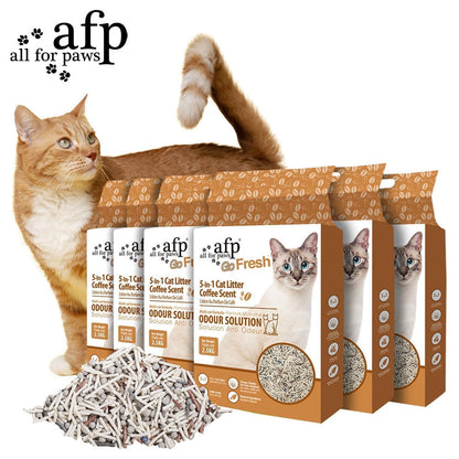 Tofu Cat Litter 33 lbs – Coffee Scent 5-in-1 Formula, Quick Clumping & Low Dust Cat Litter for Indoor Cats, 6 Packs x 5.5 lbs, Odor Lock, Food-Grade Ingredients, Compatible with Auto Litter Boxes