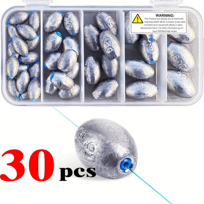 Lead Sinker Egg Weight Fishing Rig – Oval Elliptical Bass Casting Worm Bullet Tackle, Compatible with Saltwater & Freshwater Fishing, Ideal for Bass, Carp & Bottom Fishing