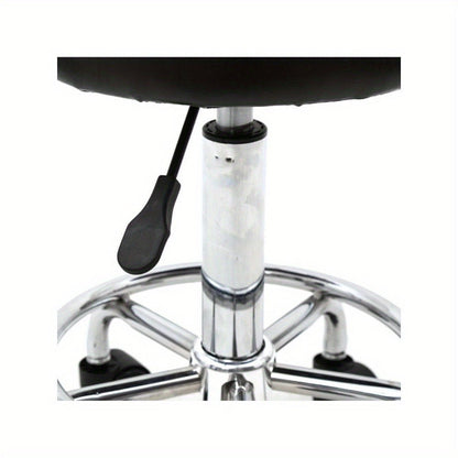 Adjustable Salon Stool with Back and Footrest 360 Swivel Height 18.9-22.8 Inch Cushioned Seat Chrome Base Hair Salon Nail Tech Esthetician Makeup Artist Home Studio Black White