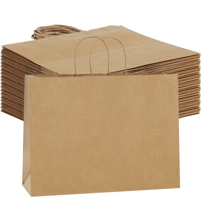 Shopping Bags with Handles 49pcs | 16x6x12 Inch Large Retail Gift Bags Bulk | Clothing Boutique Bags for Birthday, Wedding, Mother's Day, Teacher's Day, Anniversary, Craft Exhibition | White, Brown, Black