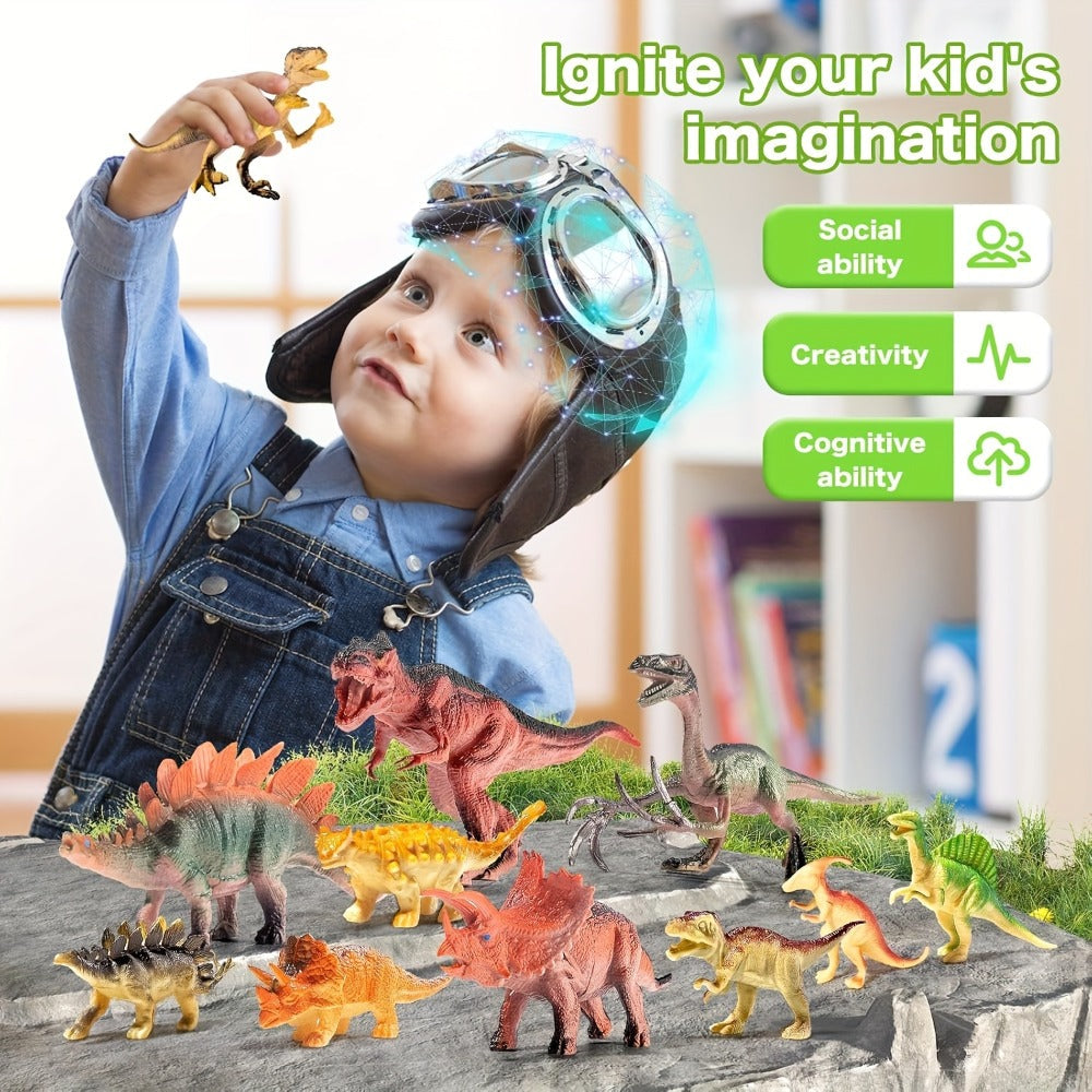 Dinosaur Toys for Boys 46pcs Realistic Jurassic Dinosaur Figures Set with Eggs, Trees & Fence – Educational STEM Playset for Kids Ages 3-12, Perfect Birthday & Easter Gift for Boys and Girls