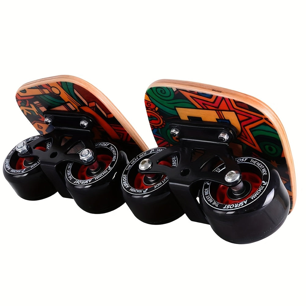 Split Drift Skateboard with PU Wheels & High-End Bearings | 7-Layer Maple Deck Anti-Slip Portable Roller Road Drift Skates Plate – Flexible Lightweight Design for Tricks & Street Skating (2 Styles)