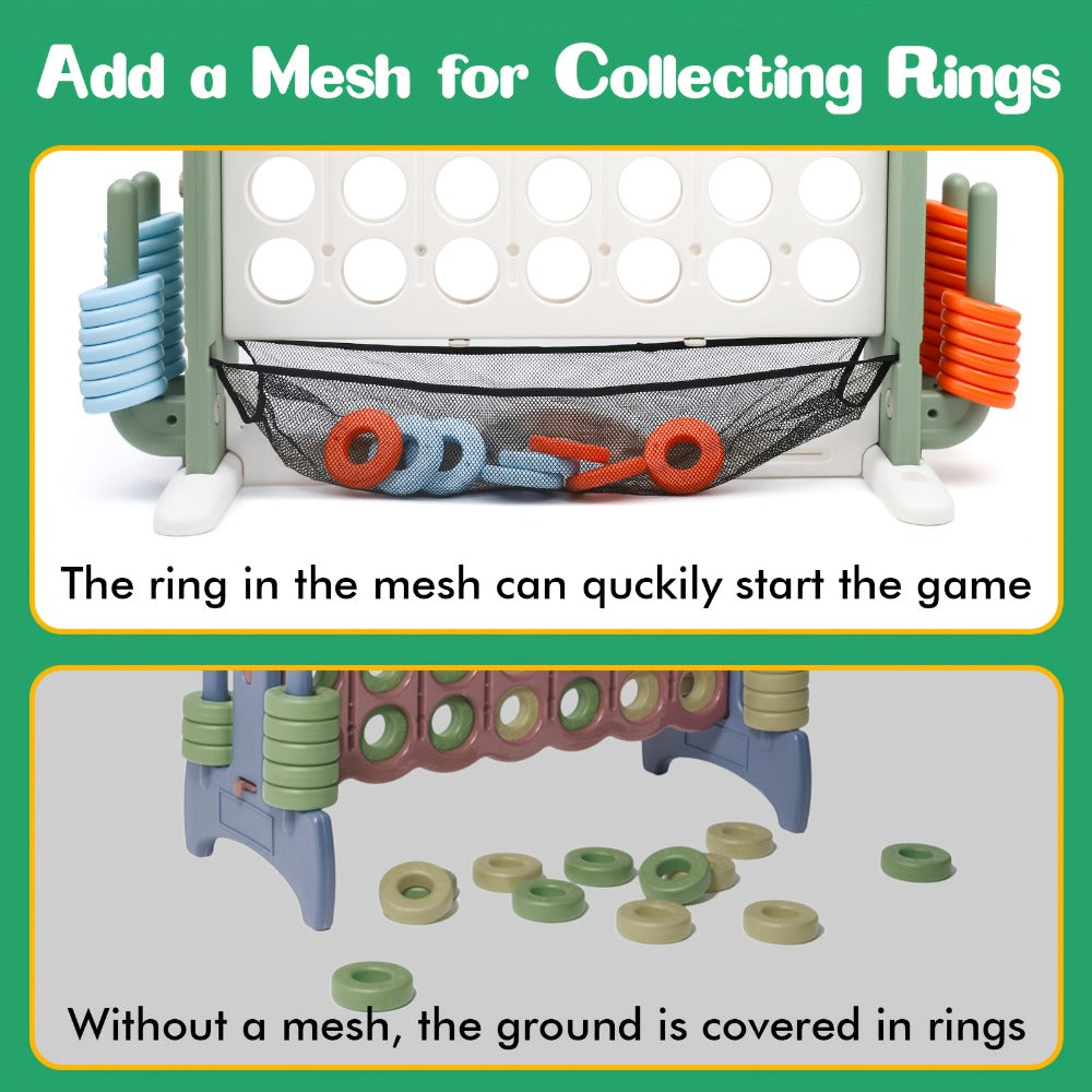 4-in-1 Giant Connect Four Game Set for Kids & Adults – Adjustable Height with Basketball Hoop, Golf Putting, Ring Toss & Jumbo 4-to-Score, Indoor Outdoor Family Party Game