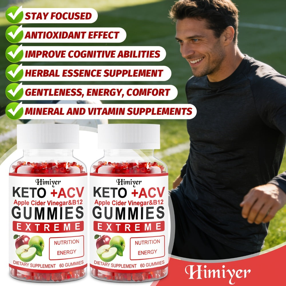 Apple Cider Vinegar Gummies with Pomegranate, Beet Juice & Vitamin B12 — Keto ACV Gummies for Weight Management, Digestion, Energy & Gut Health, Vegan Probiotic Formula, 60 Gummies for Women & Men