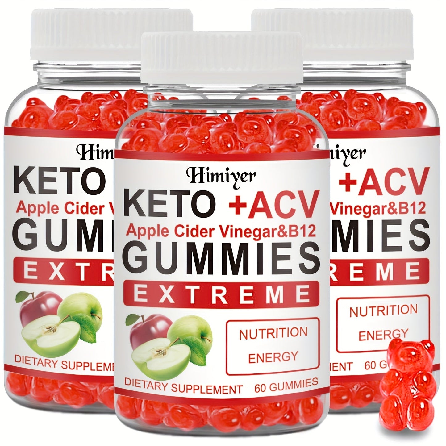 Keto ACV Gummies with Apple Cider Vinegar Vitamin B12 B6 for Women Men – Supports Weight Management Gut Health Glowing Skin Focus Antioxidant Defense Daily Wellness Supplement