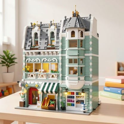 Modular City Building Blocks Set – European Architecture Grocery Store & Market Street, 3-Level Mini Brick Model Kit for Adults & Teens, Creative Assembly Home Decor Display Piece, Great Gift