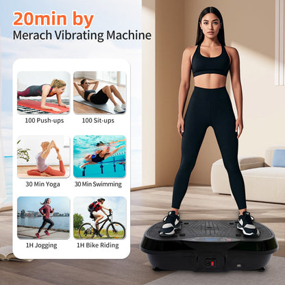 Vibration Plate Exercise Machine 120 Speed Levels – 5 Resistance Bands, LCD Display, Remote Control, 3 Workout Programs – Full Body Shaker for Weight Loss & Fat Burning, Women & Men