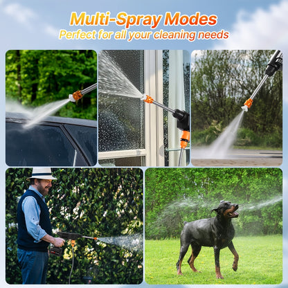 Cordless Pressure Washer 300W - 6-in-1 Nozzle, 1.3GPM Handheld Car Wash Gun with 15000mAh Battery, 60-Min Runtime for Car, Home, Garden & Floor Cleaning