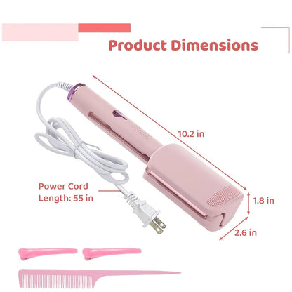 Hair Curling Iron 1.25 Inch - Beach Wave Curling Wand with Dual Voltage, Deep Wave Barrel, Anti-Frizz Ceramic Coating, Easy Home Use, Travel-Ready Styling Tool for All Hair Types