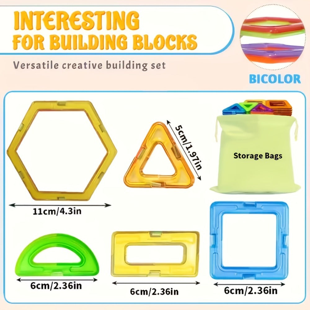 Large Magnetic Tiles 67 Piece STEM Building Kit – DIY Magnetic Building Blocks for Boys & Girls Ages 3+, Random Assorted Colors, Creative Construction Toy, Birthday Halloween Christmas Gift