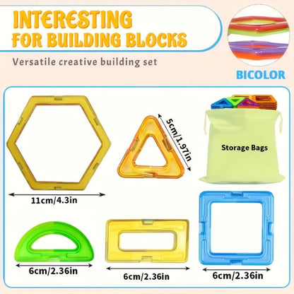 Large Magnetic Tiles 67 Piece STEM Building Kit – DIY Magnetic Building Blocks for Boys & Girls Ages 3+, Random Assorted Colors, Creative Construction Toy, Birthday Halloween Christmas Gift