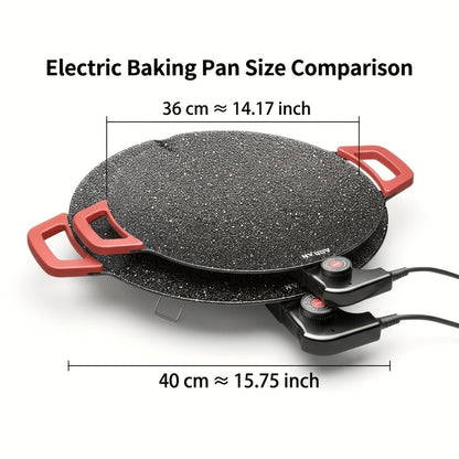 Electric Griddle Non-Stick with Adjustable Temperature – 14.17" & 15.75" Sizes, Fast Heating for Pancakes, Crepes, Pizza & BBQ, Easy Clean Portable Cooking Pan for Breakfast & Family Meals