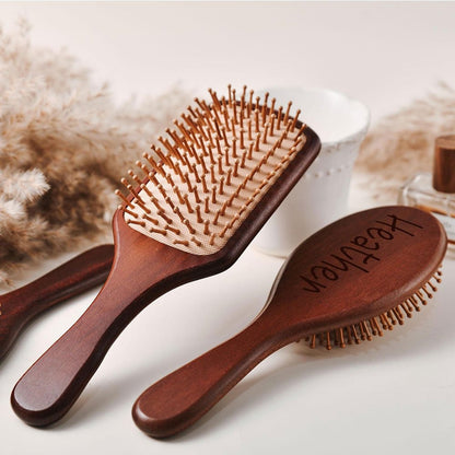 Personalized Engraved Wooden Hairbrush Custom Curly Styling Brush Square Oval Shape Gift for Women Men Wedding Bridesmaid Groomsmen Birthday Christmas Thanksgiving Halloween Holiday